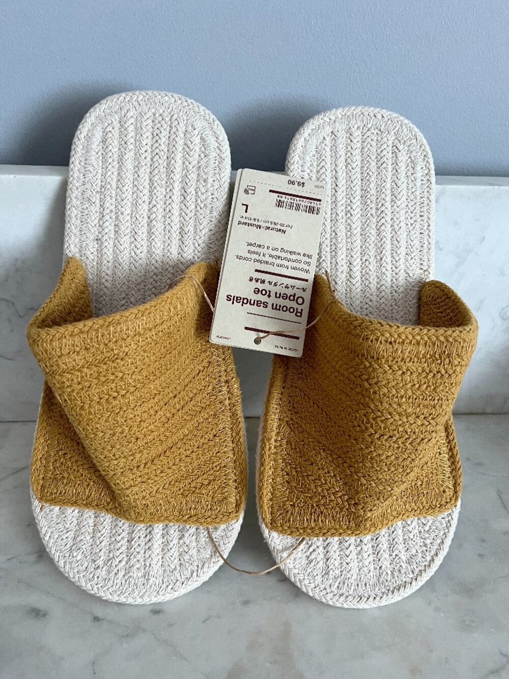 Muji Cotton Room Sandals/Slippers, Mustard, Large, NWT